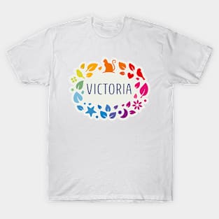 Victoria name with colorful leaves T-Shirt